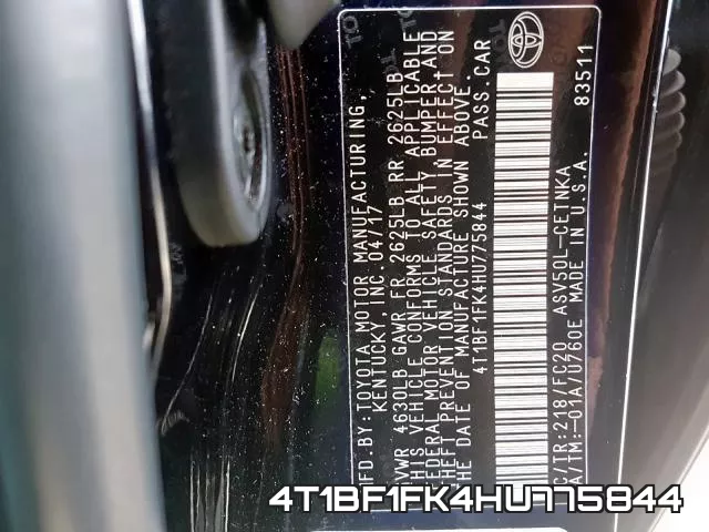 4T1BF1FK4HU775844 фото 2