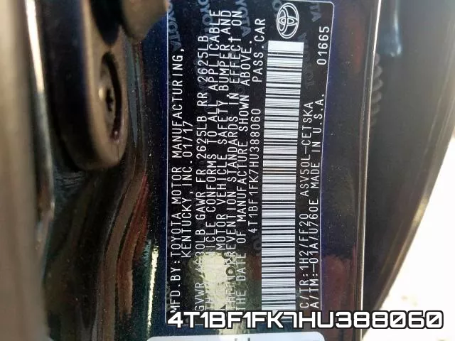 4T1BF1FK7HU388060 фото 2