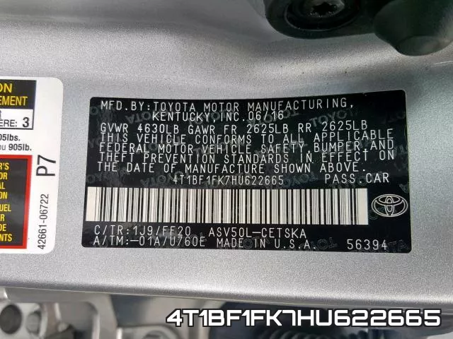 4T1BF1FK7HU622665 фото 2