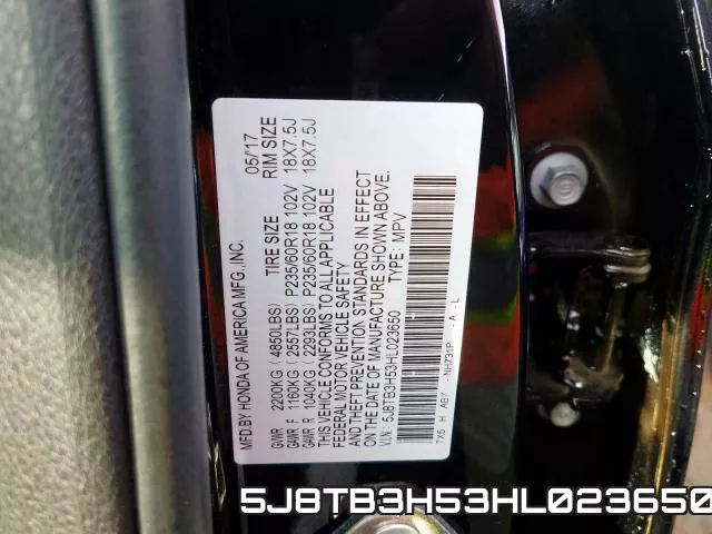 5J8TB3H53HL023650 фото 2