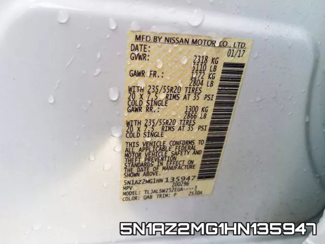 5N1AZ2MG1HN135947 фото 2