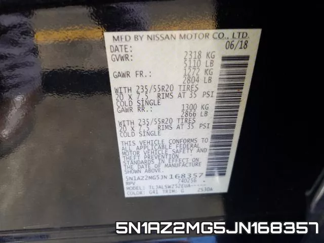 5N1AZ2MG5JN168357 фото 2