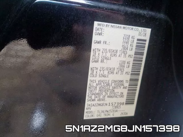 5N1AZ2MG8JN157398 фото 2
