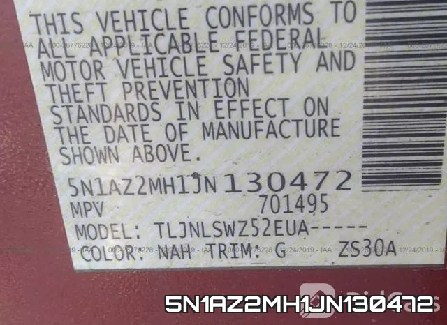 5N1AZ2MH1JN130472 фото 10