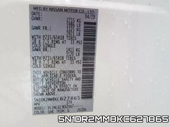5N1DR2MM8KC627865 фото 2