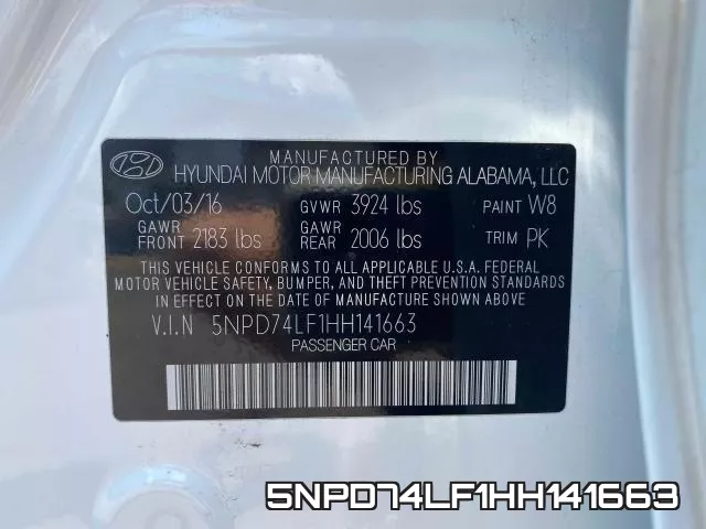 5NPD74LF1HH141663 фото 2