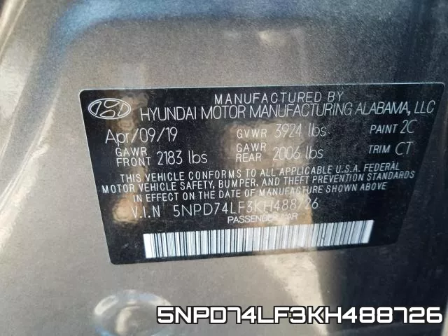 5NPD74LF3KH488726 фото 2