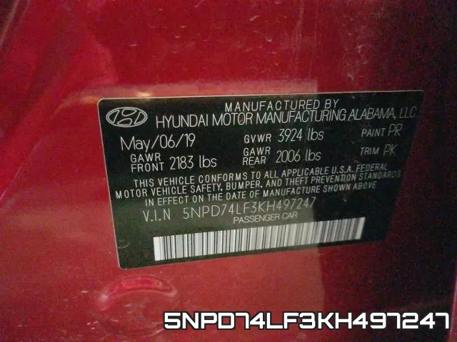 5NPD74LF3KH497247 фото 2
