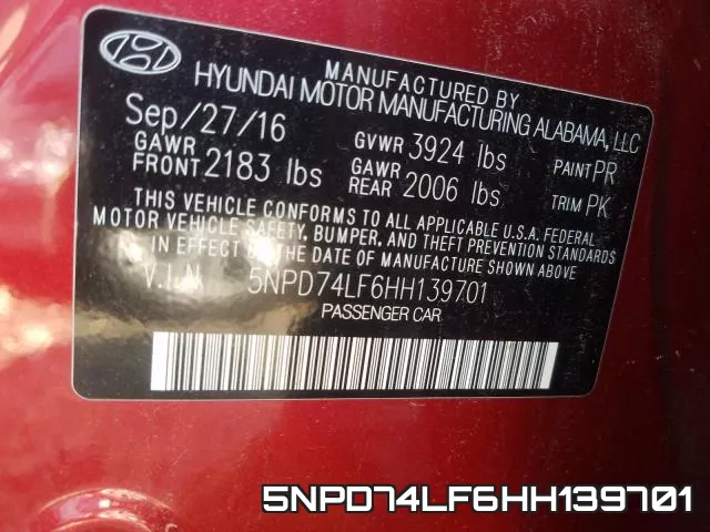 5NPD74LF6HH139701 фото 2