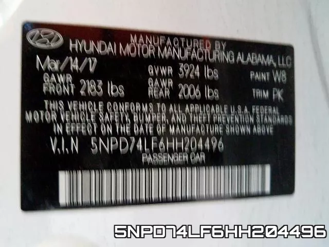 5NPD74LF6HH204496 фото 2