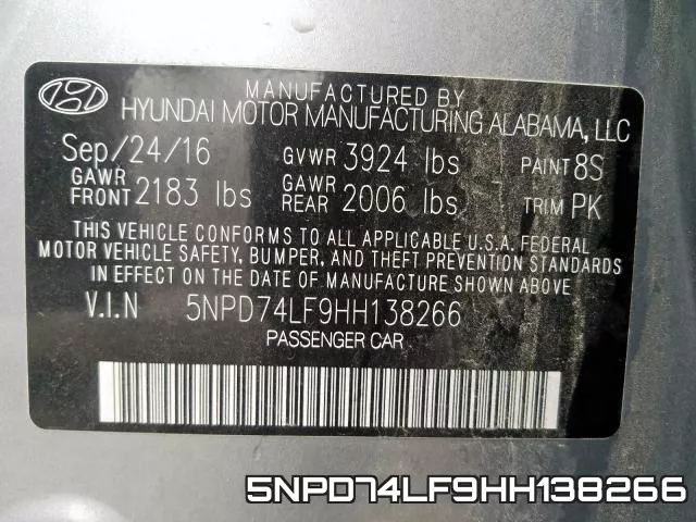 5NPD74LF9HH138266 фото 2