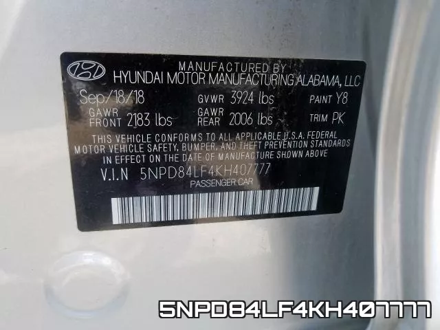 5NPD84LF4KH407777 фото 2