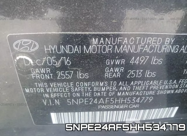 5NPE24AF5HH534779 фото 10