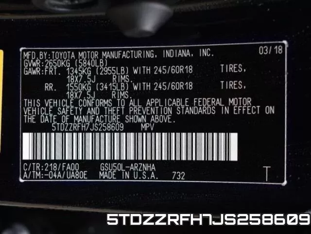 5TDZZRFH7JS258609 фото 2