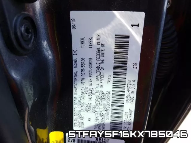 5TFAY5F16KX785046 фото 2