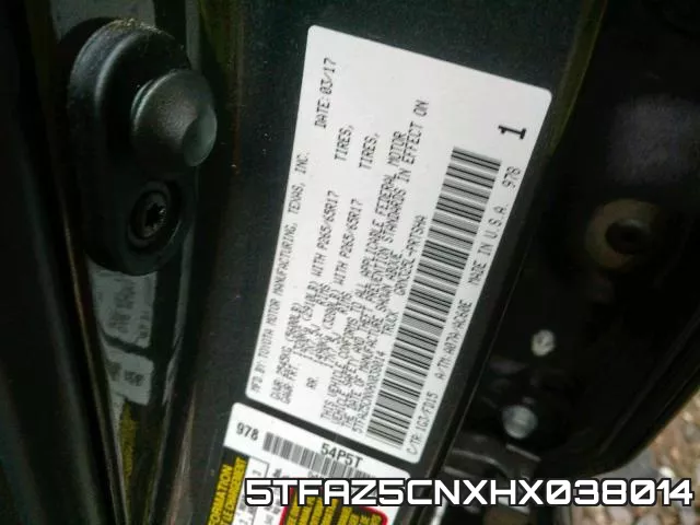 5TFAZ5CNXHX038014 фото 2