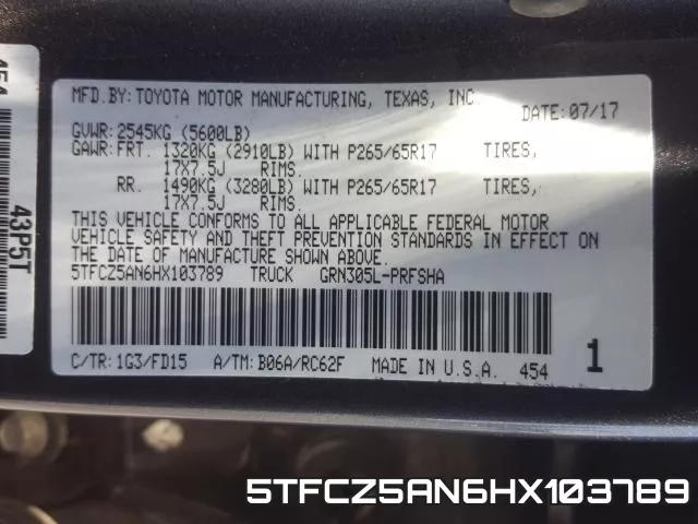 5TFCZ5AN6HX103789 фото 2