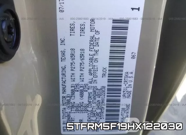 5TFRM5F19HX122030 фото 10