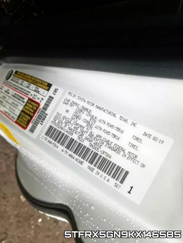 5TFRX5GN9KX146585 фото 2