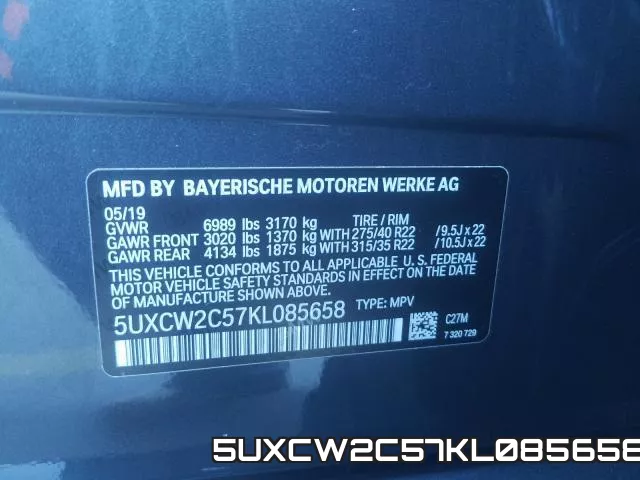 5UXCW2C57KL085658 фото 2