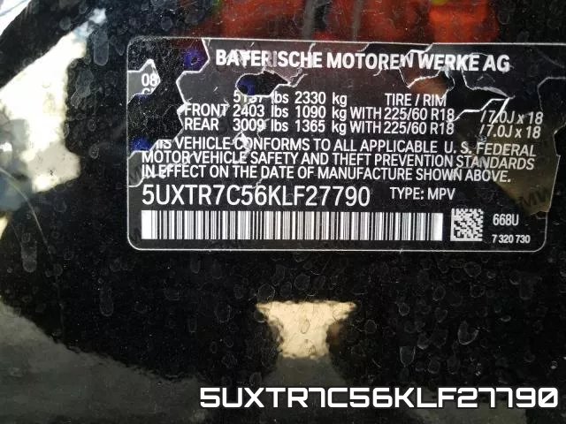 5UXTR7C56KLF27790 фото 2