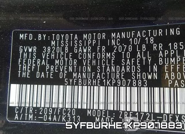 5YFBURHE1KP907883 фото 10
