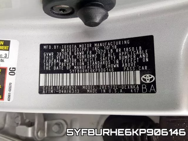 5YFBURHE6KP906146 фото 2