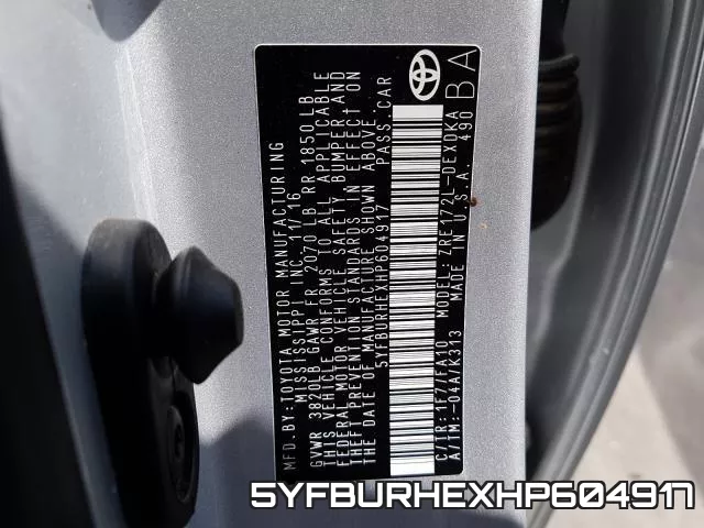 5YFBURHEXHP604917 фото 2