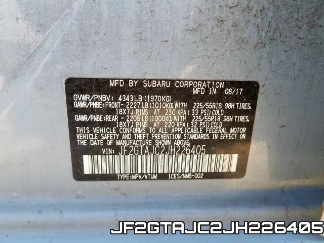 JF2GTAJC2JH226405 фото 2