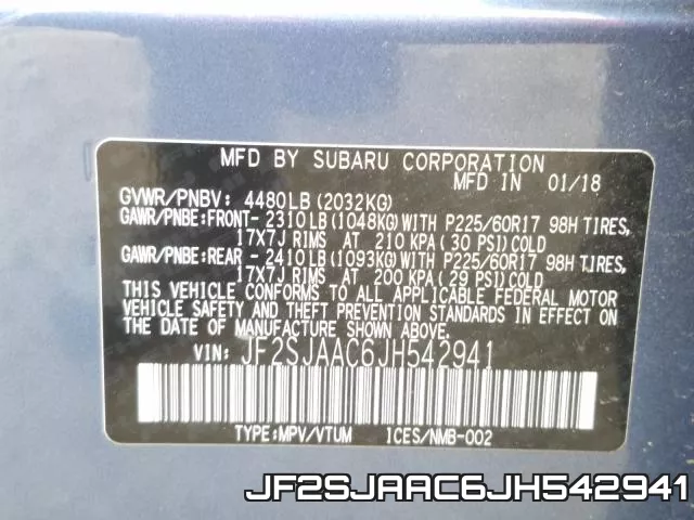 JF2SJAAC6JH542941 фото 2