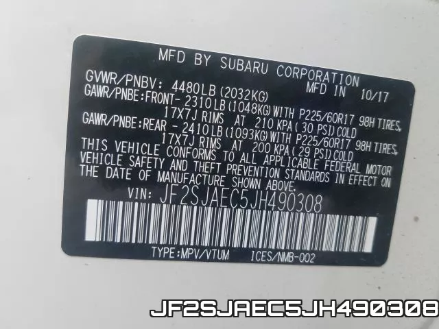 JF2SJAEC5JH490308 фото 2