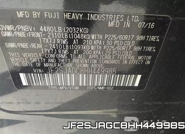 JF2SJAGC8HH449985 фото 10