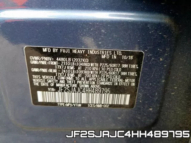 JF2SJAJC4HH489795 фото 2