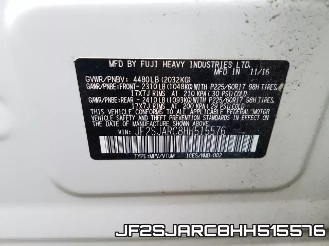 JF2SJARC8HH515576 фото 2