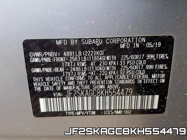 JF2SKAGC8KH554479 фото 2