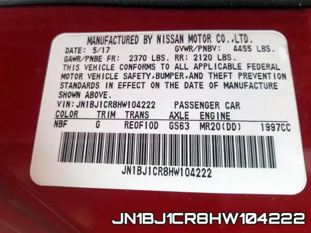 JN1BJ1CR8HW104222 фото 2