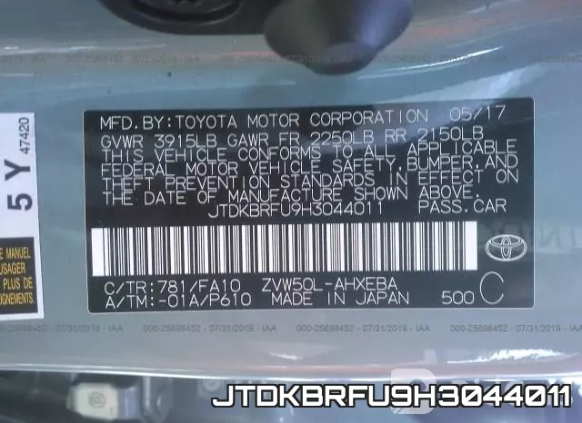 JTDKBRFU9H3044011 фото 10