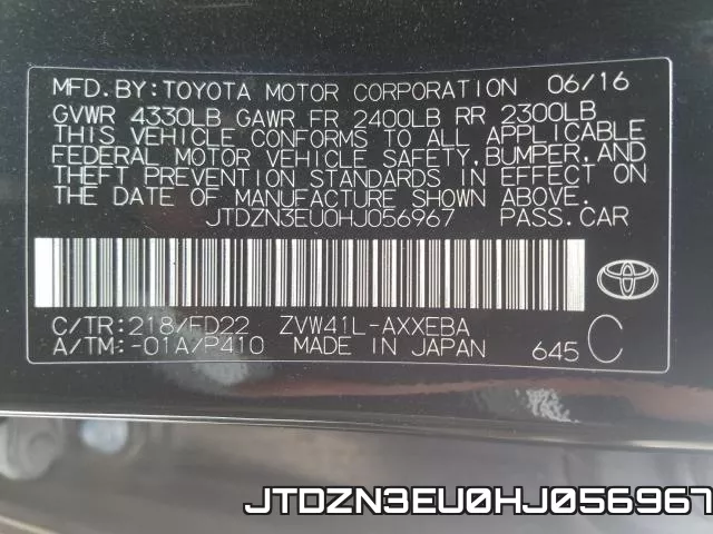 JTDZN3EU0HJ056967 фото 2