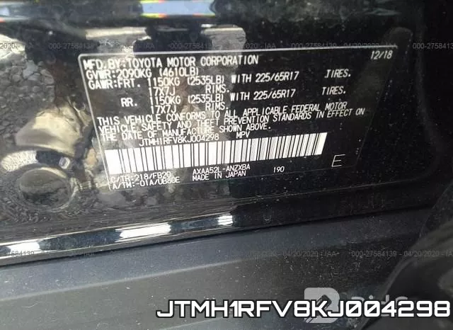 JTMH1RFV8KJ004298 фото 10