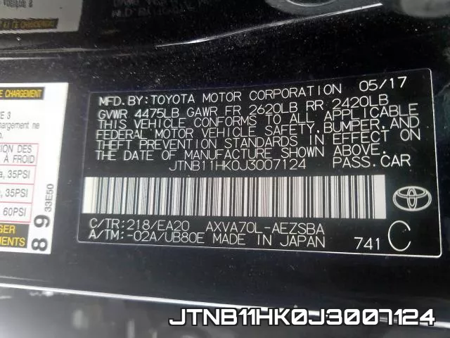 JTNB11HK0J3007124 фото 2