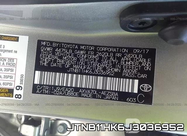 JTNB11HK6J3036952 фото 10