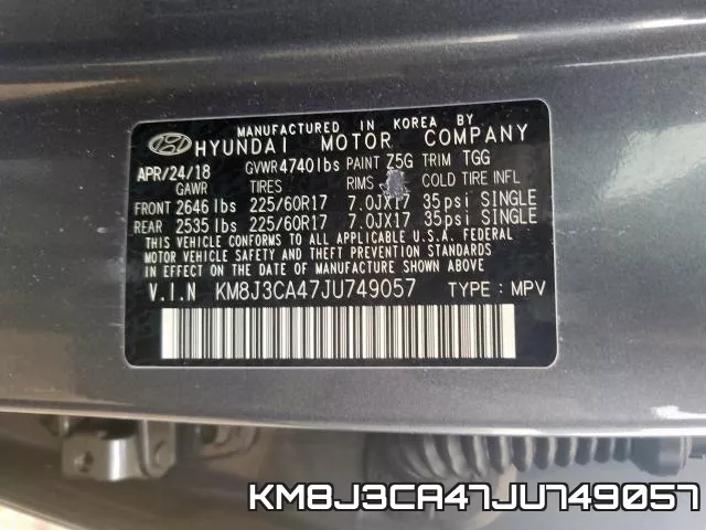 KM8J3CA47JU749057 фото 2
