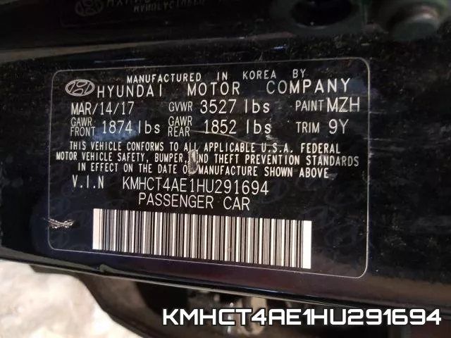 KMHCT4AE1HU291694 фото 2