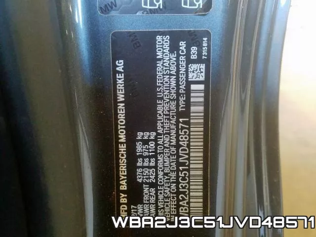 WBA2J3C51JVD48571 фото 2