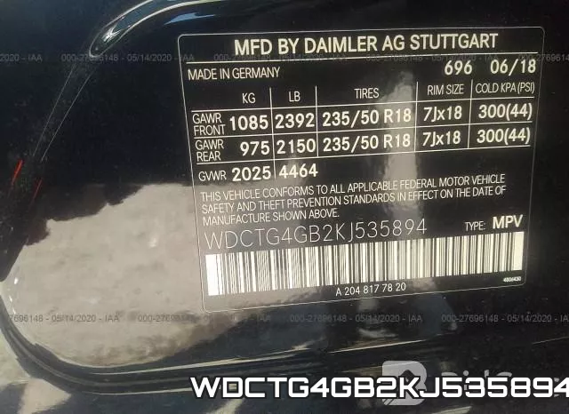 WDCTG4GB2KJ535894 фото 10