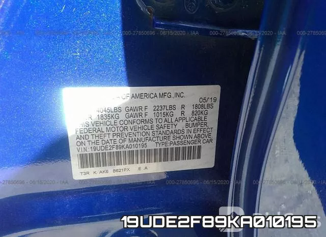 19UDE2F89KA010195 фото 10