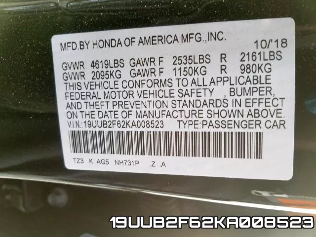 19UUB2F62KA008523 фото 2