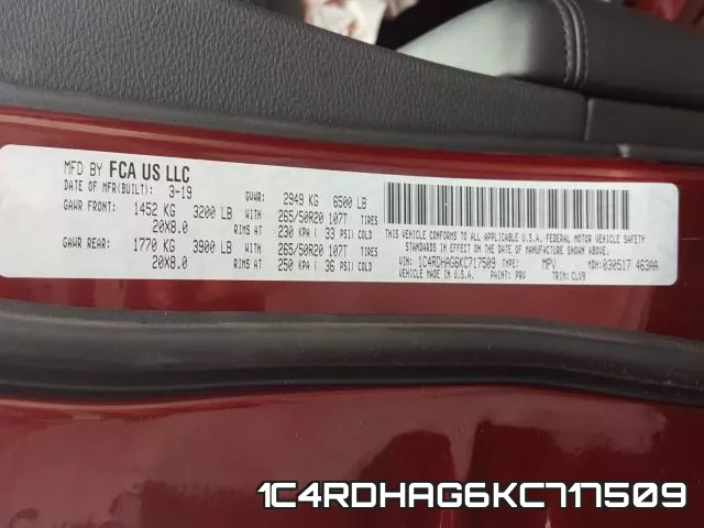 1C4RDHAG6KC717509 фото 2