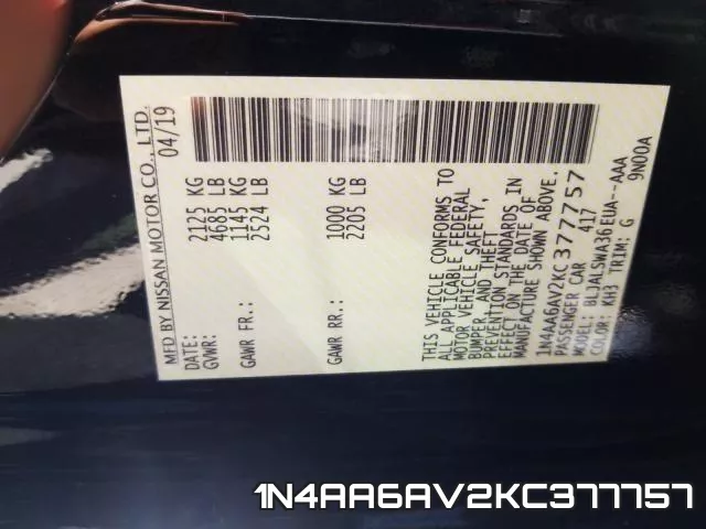 1N4AA6AV2KC377757 фото 2