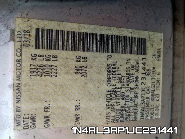 1N4AL3AP1JC231441 фото 2